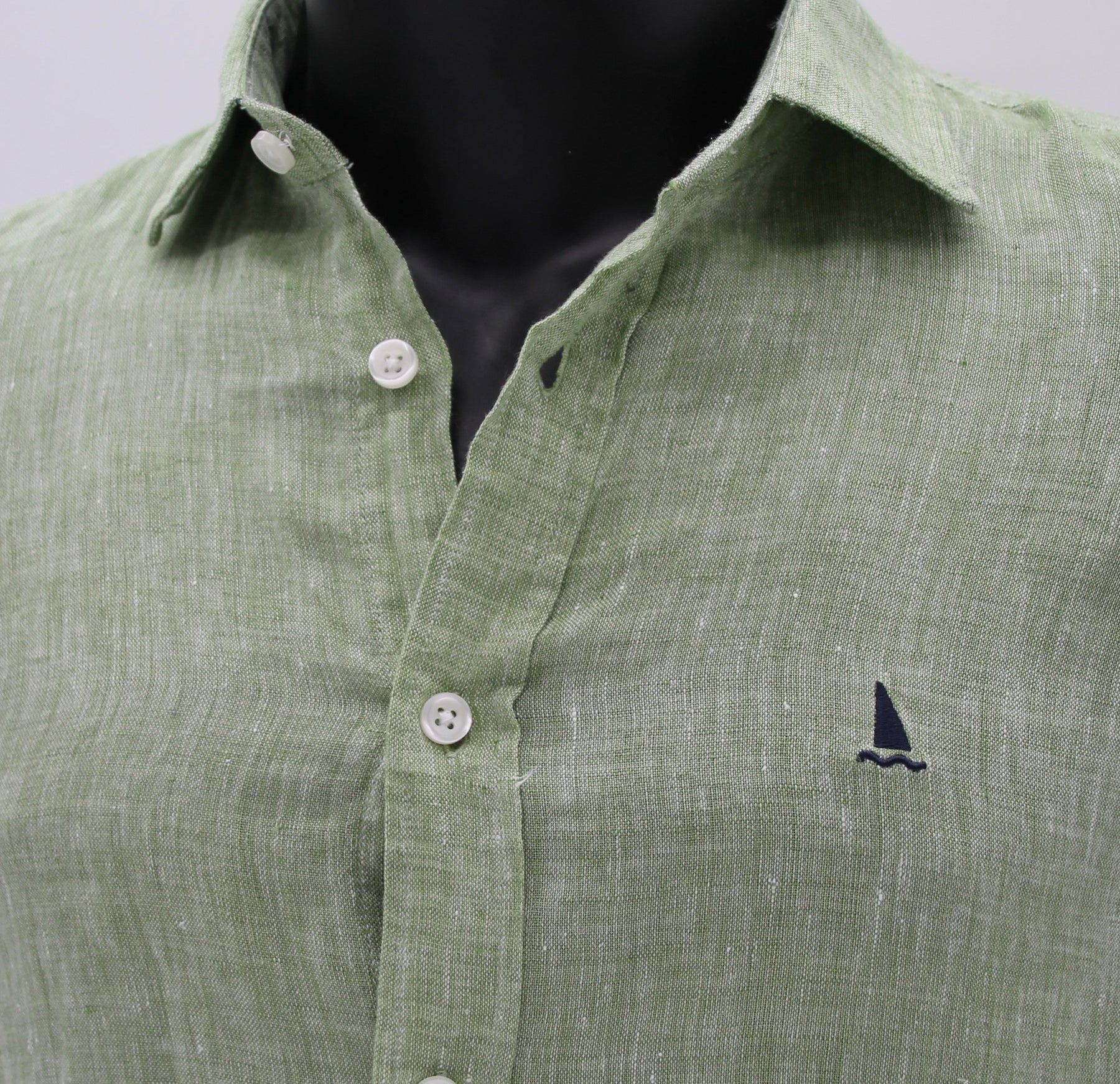Camisa Lino Manga Larga Verde Claro